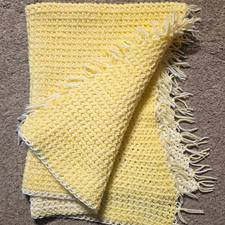 Yellow And White Knitted Baby Blanket