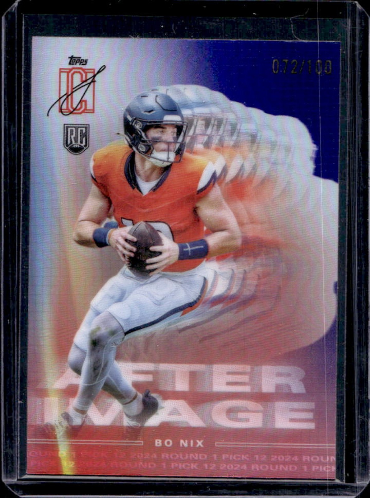 2024 Topps Signature Class Bo Nix After Image RC Purple Rookie #/100 Broncos