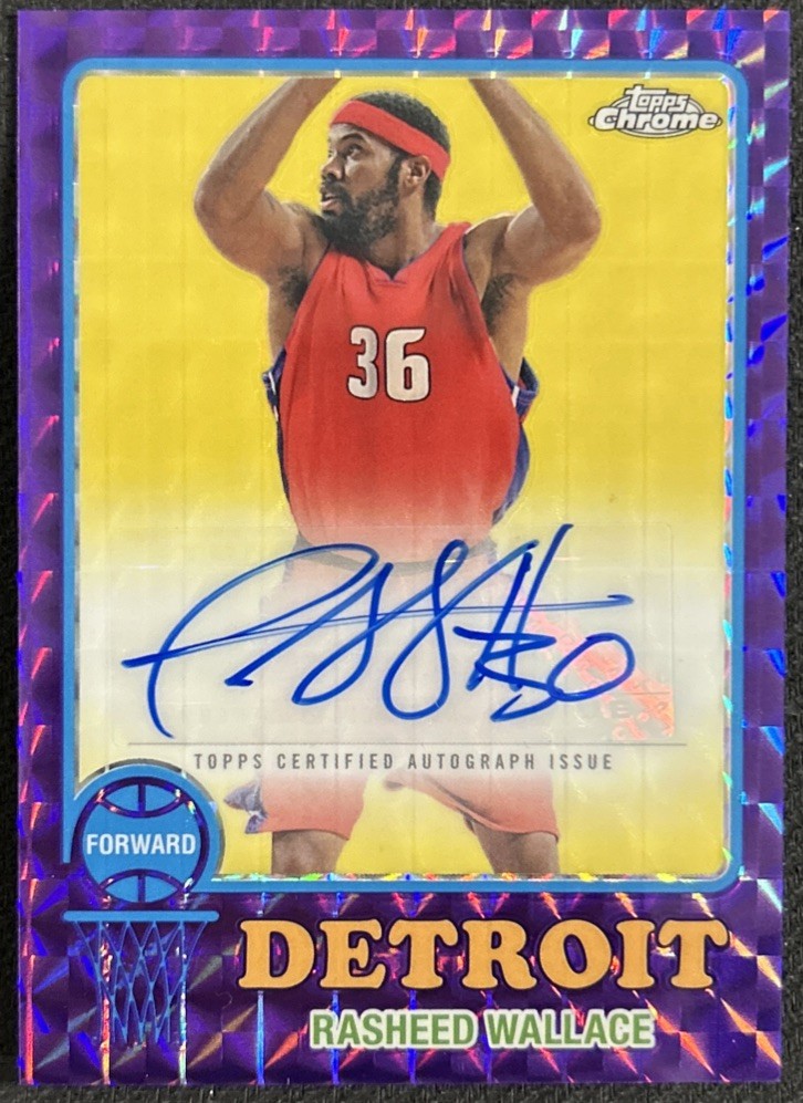 RASHEED WALLACE 2024-25 TOPPS CHROME 1973 TOPPS PURPLE GEOMETRIC AUTO