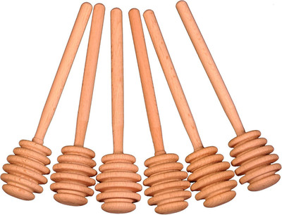 Creative Hobbies 6 Inch Wood Honey Dipper Stick Server Pack of 6