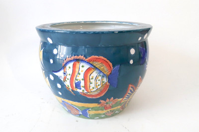 Large Nautical Planter Pot with Exotic Fish