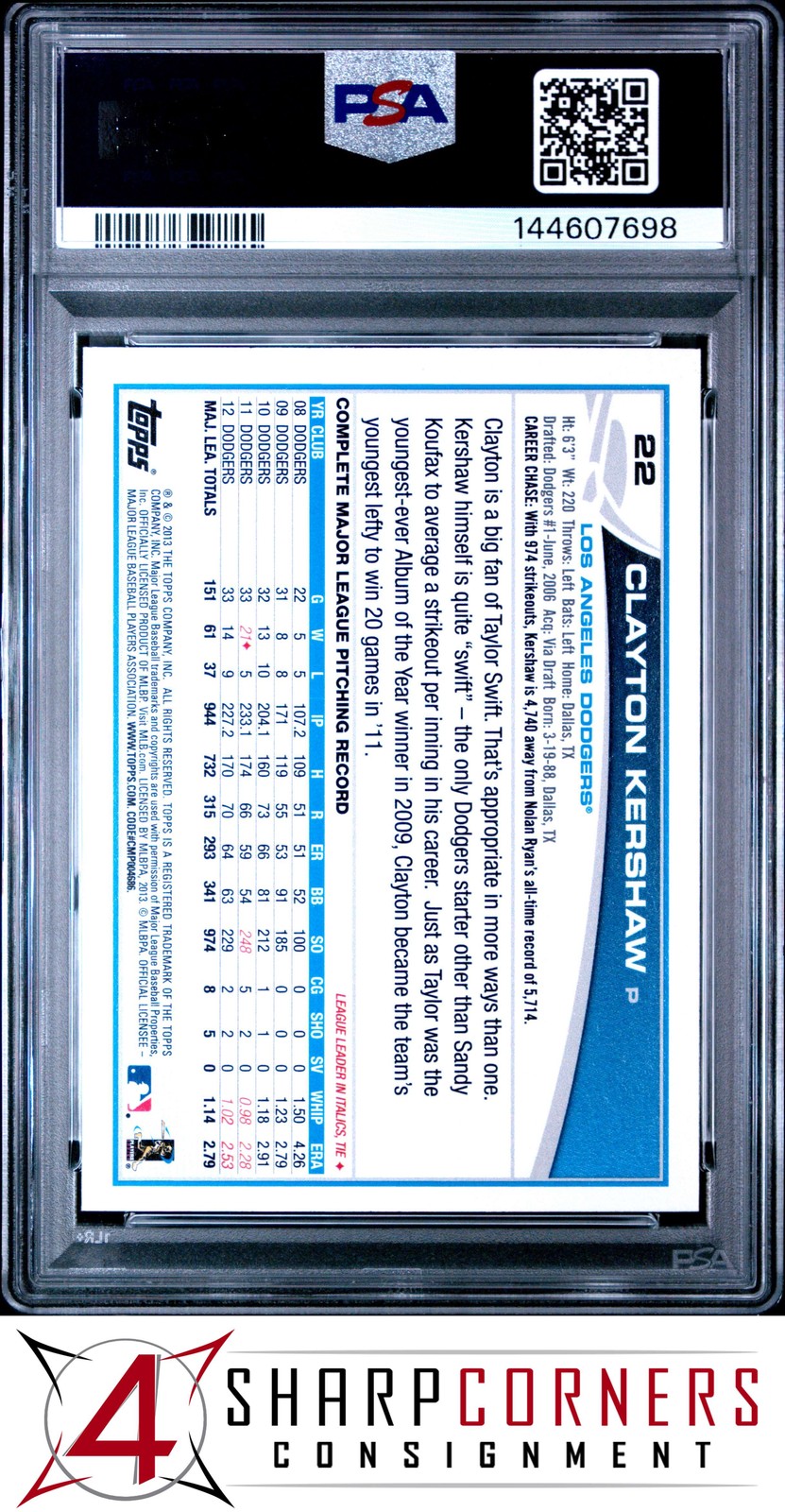 2013 TOPPS #22 CLAYTON KERSHAW SIGNING AUTOGRAPHS PSA 10 view 2