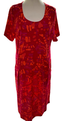 Adini 100% Baumwolle Jersey Kleid Kurzarm Slipper Rundhals Taschen S XXXL/L3