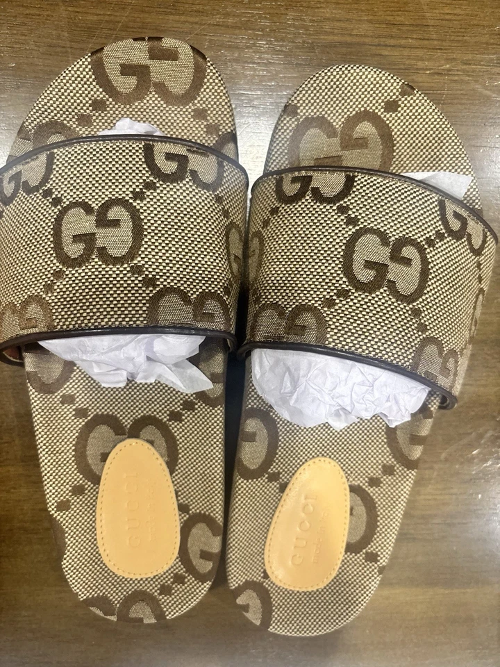 Gucci Slides Marrón GG Slides Sandalias Planas Talla 9 Hombre US/40EU Foto 3 de 4