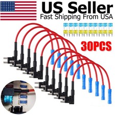 30Pcs Fuse TAP ADAPTER KIT 12V 15 Amp 20Amp Car Add-a-circuit Mini ATM APM Blade