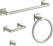 Brushed Nickel Bathroom Hardware Set 4 Pieces,Towel Bar Set Stainless Steel Wall