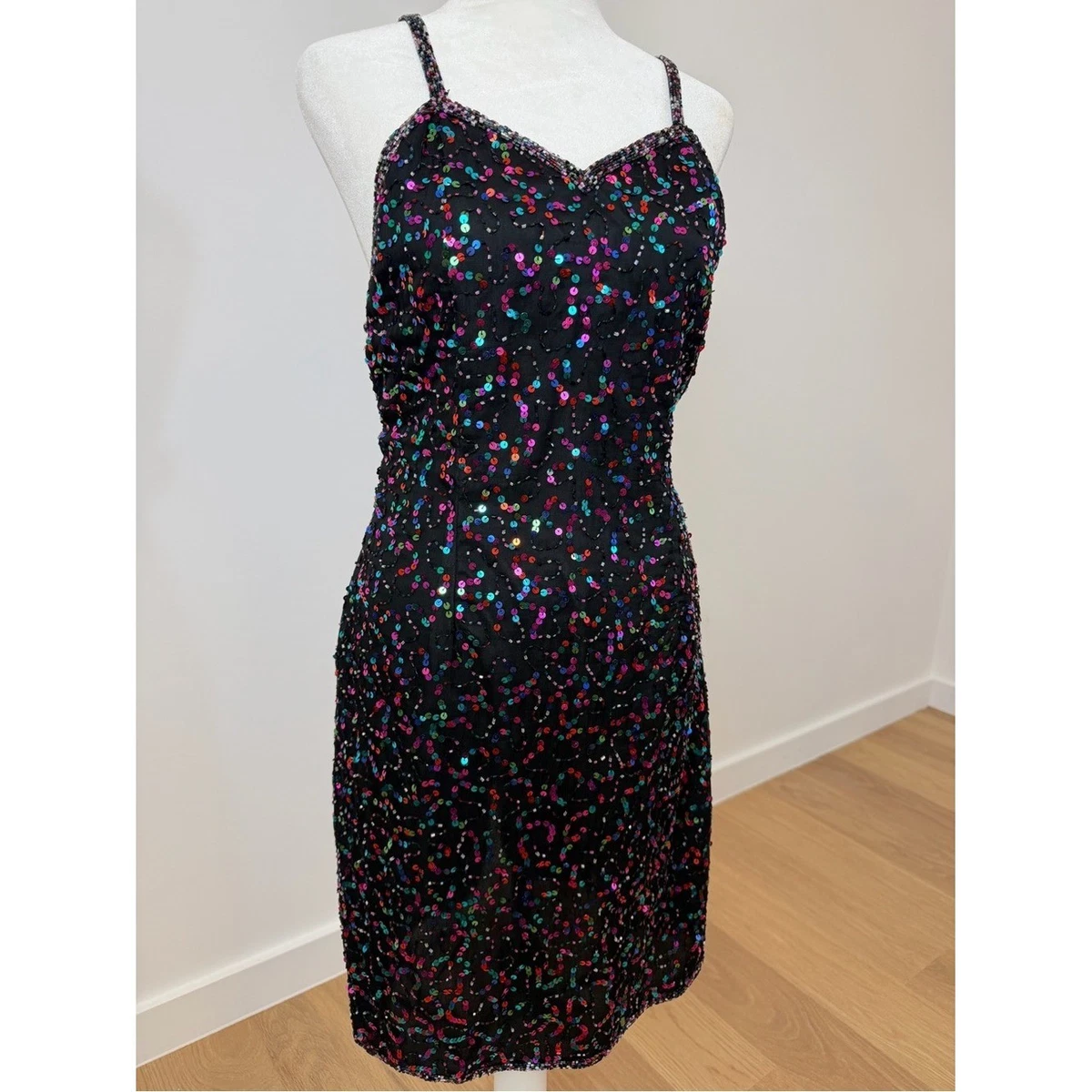 ebay sequin dress size 14 Pronovias Cocktail Mini Dress Size 14 Gold Tulle and Sequin Dress