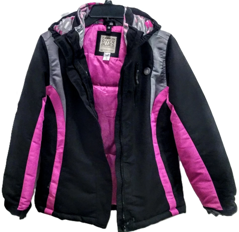 Chaqueta resistente al agua 3 en 1 Canyon River Blues, negra y rosa, niñas Lg 14 nueva con etiquetas Foto 3 de 4