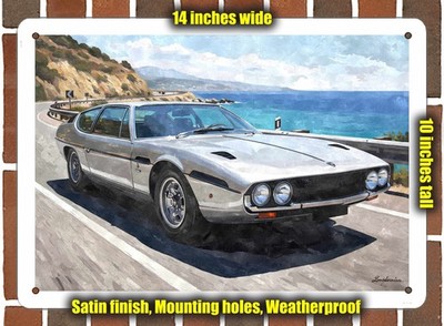 Metal Sign - 1970 Lamborghini Espada Watercolor - 14x10