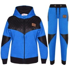 Kids Tracksuit Girls Boys A2Z Project Zipped Royal Blue Top Bottom Jogging Suit