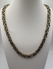 Collana catena bizantina in acciaio inox bicolore 20-22” grassetto pesante