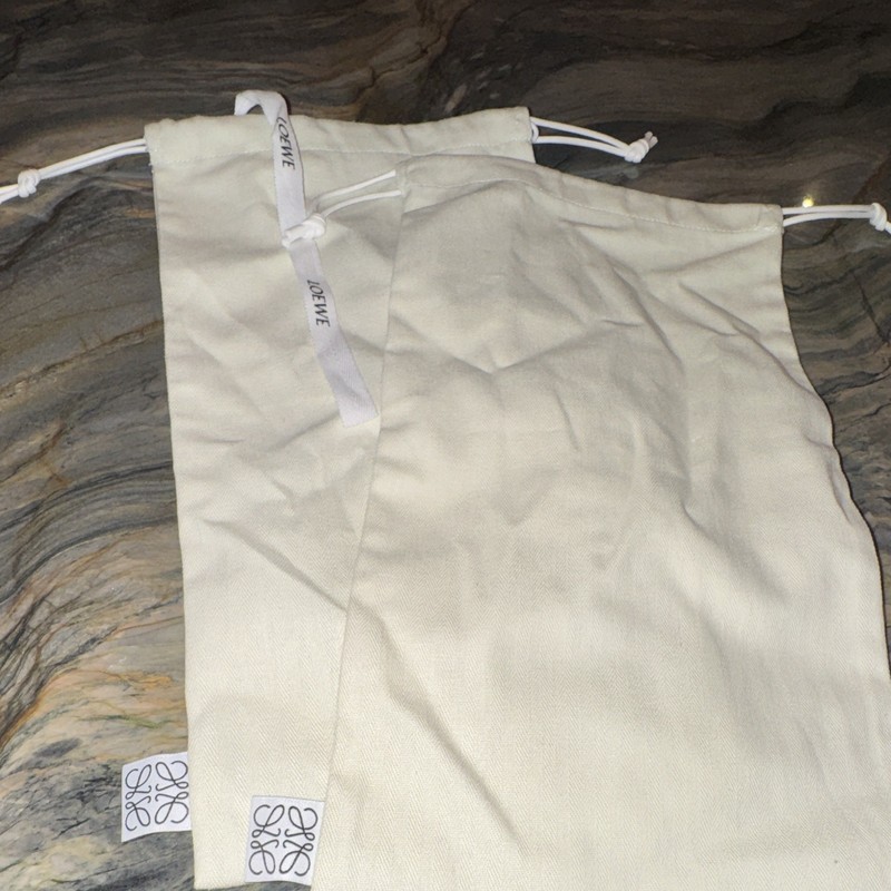 Loewe Beige Solid Drawstring Dustbags w/ Logo Accents Set of 2
