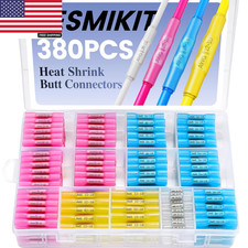 380PCS Heat Shrink Butt Connectors-Marine Grade Waterproof Electrical Wire Conn