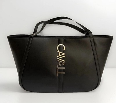 Cavalli Class Sandra Shopper Tote Bag Womens Black Onyx Shoulder Purse MSRP $118