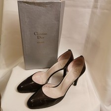 Christian Dior Souliers Damengröße 7,5 B Vintage 70er Jahre braune Leder-Heels