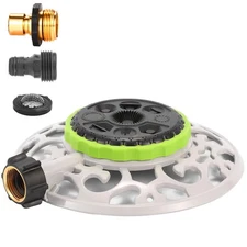 8-Pattern Turret Sprinkler, Stationary, Metal Decorative Base, Lawn Watering