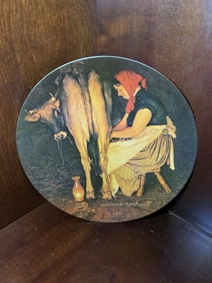 Norman Rockwell Brown & Bigelow Farm Life Collector Plate Mrs. O Leary s Cow