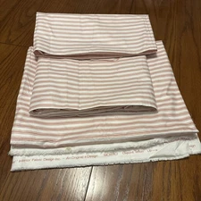 3 Pieces White/ Dusty Pink Stripped Fabric. Van Raalte”  Dupont Teflon