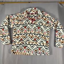 Eddie Bauer Women s Large Sherpa Fleece Pullover Aztec Print 1/4 Zip Winter Jack