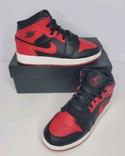 Nike Air Jordan 1 Mid GS Black Gym Red White Sz 5Y Youth 554725 074 W/Box