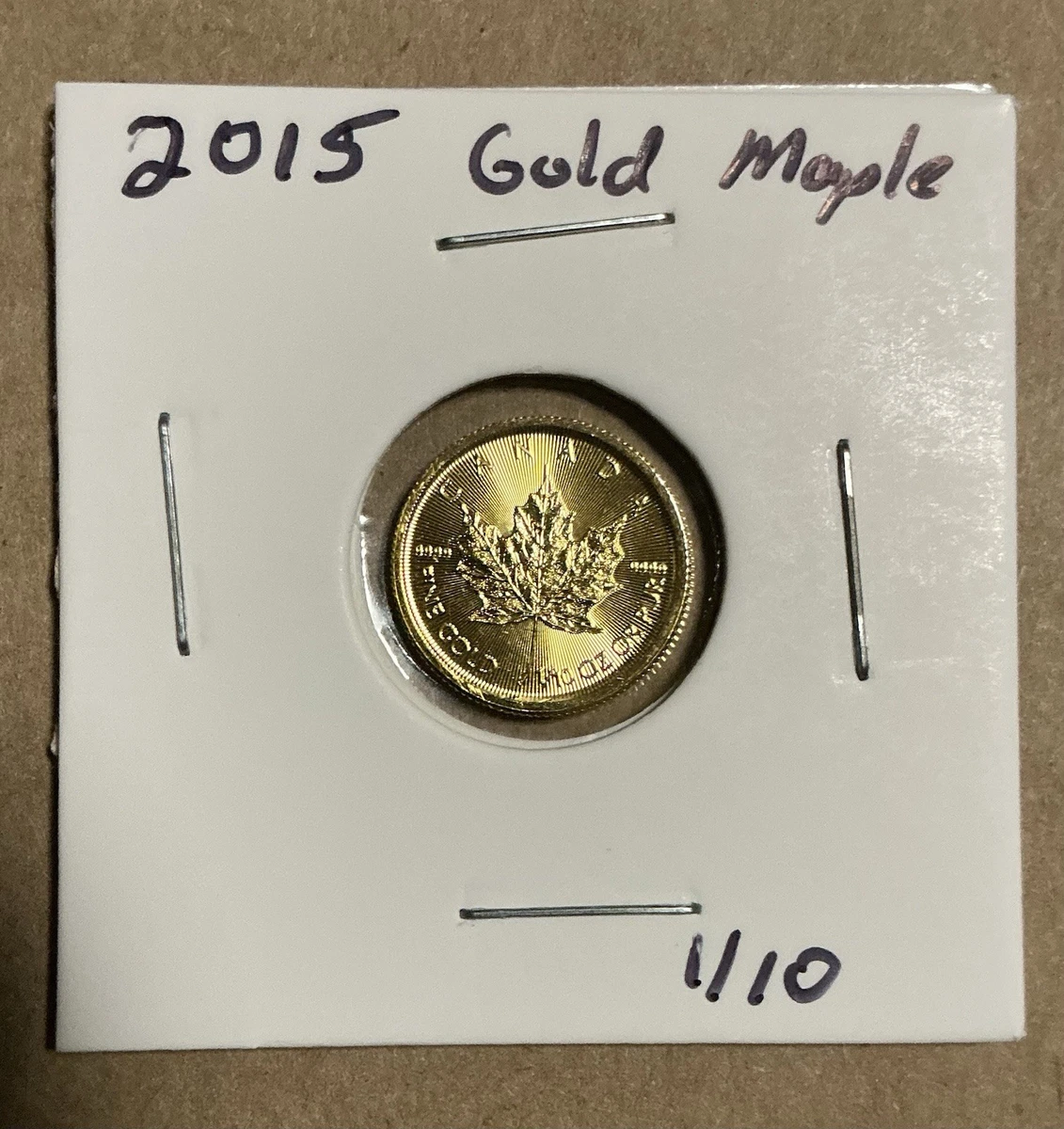 2015年 カナダ メープルリーフ 純金?送料込み メイプルリーフ金貨 1/10オンス 2015年 純金 24金 3.11g クリアケース