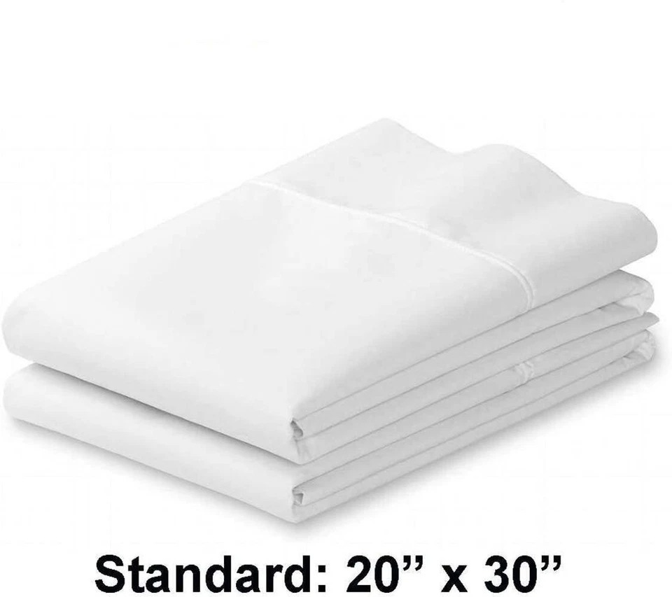 White Standard / Queen Pillowcases Set of 12, Percale Heavy Quality Pillowcase w - Image 2 of 3