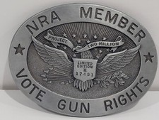 Vintage NRA Member Vote Gun Rights Project 2 Million Belt Buckle Limited Edition