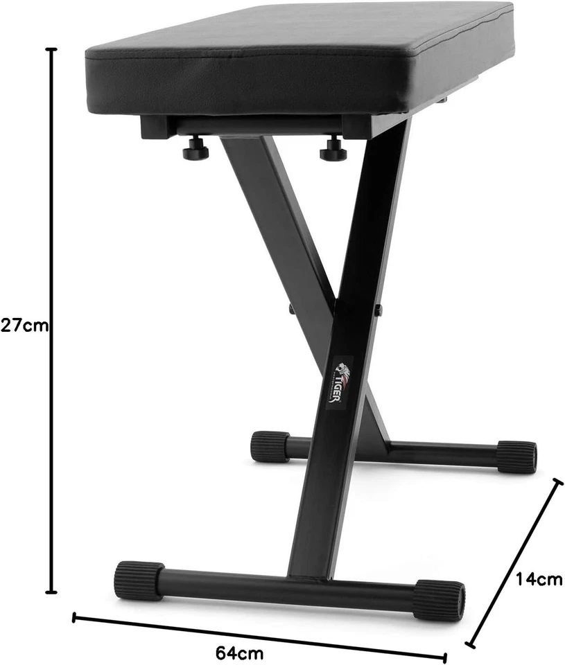 Tiger PST7-BK Keyboardbank, Klavierhocker, 4 Höhenstufen einstellbarer und zusam - Bild 2 von 2