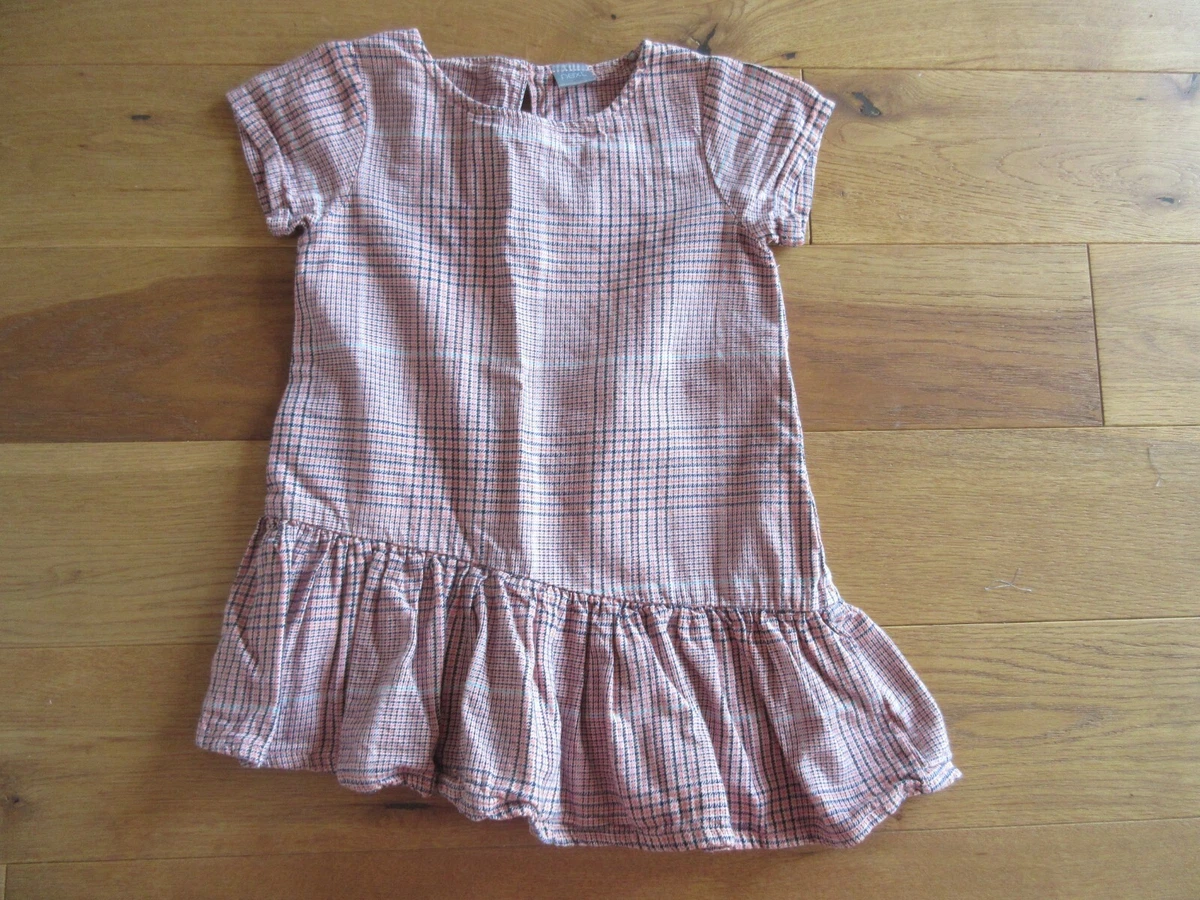 Next Girls Pink Cotton Checked Asymmetric Tennis Dress Aged 3
