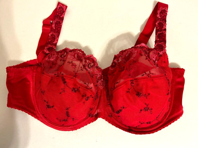 Conturelle Felina Full Cup Underwire Bra Size 42D Semi Sheer Unlined Red