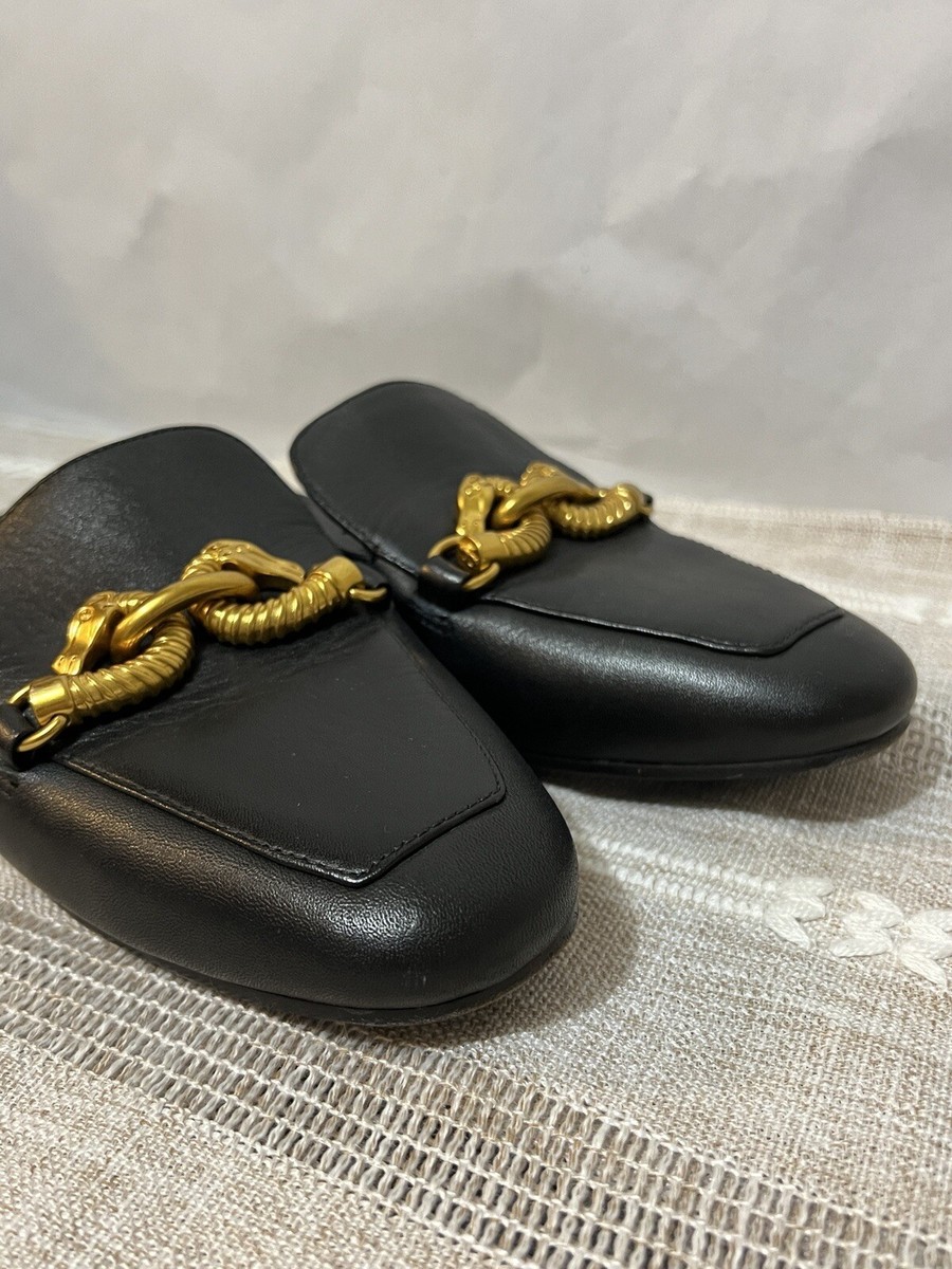 Tory Burch Black Leather Jessa Backless Loafer Size 5