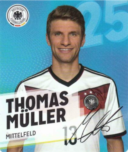 DFB Rewe Sammelkarte Fußball WM 2014 Nr. 25 Thomas Müller mit Autogramm - Picture 1 of 1