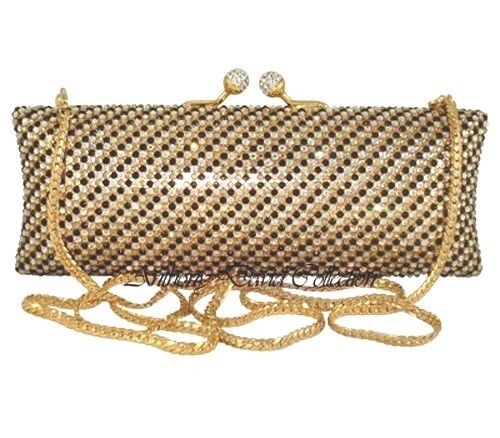 Borsa da sera in cristallo Anthony David con cristalli Swarovski neri, oro e trasparenti - Foto 1 di 4