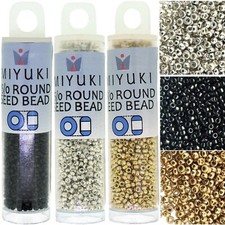 Miyuki Round Seed Beads Size 15/0 Galvanized Silver, Gold, Black MI-15-CMD1