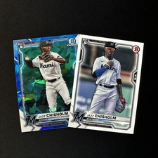 2021 Bowman Chrome Sapphire Jazz Chisholm Rookie RC #57 + Base #71 NY Yankees