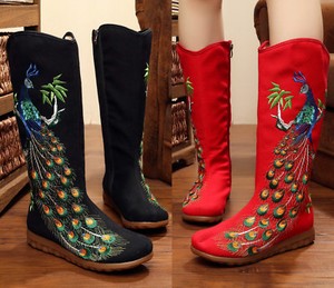 embroidered flat boots
