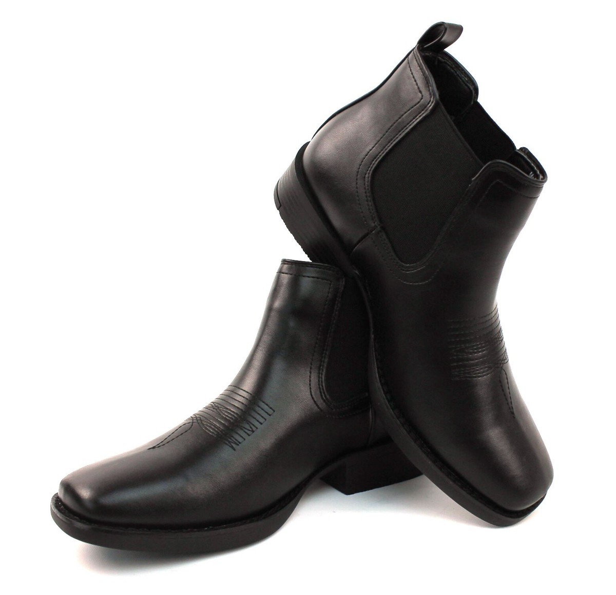 Parrall Men’s Western Work Boots  Black Leather Pull On Cowboy Boots Mens Work Boots main image 2
