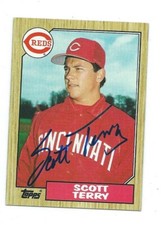 Scott Terry Hand Signed autograph on a 1987 Topps-Cincinnati Reds