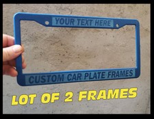 Lot Of 2 Blue On Blue Plastic Engraved Custom Personalized License Plate Frame Lot Of 2 Blue On Blue Plastic Engraved Custom Personalized License Plate Frame