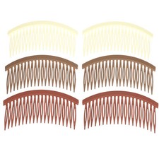 6pcs Solid Color Side Comb 20 Teeth Women Side Hair Combs Khaki Orange Beige