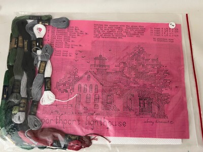 Vtg Needlework Cross Stitch NORTHPOINT LIGHTHOUSE Michigan Kit NEW!
