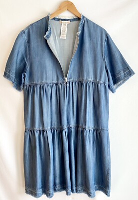 denim empire dress Denim Empire-Waist Midi Dress