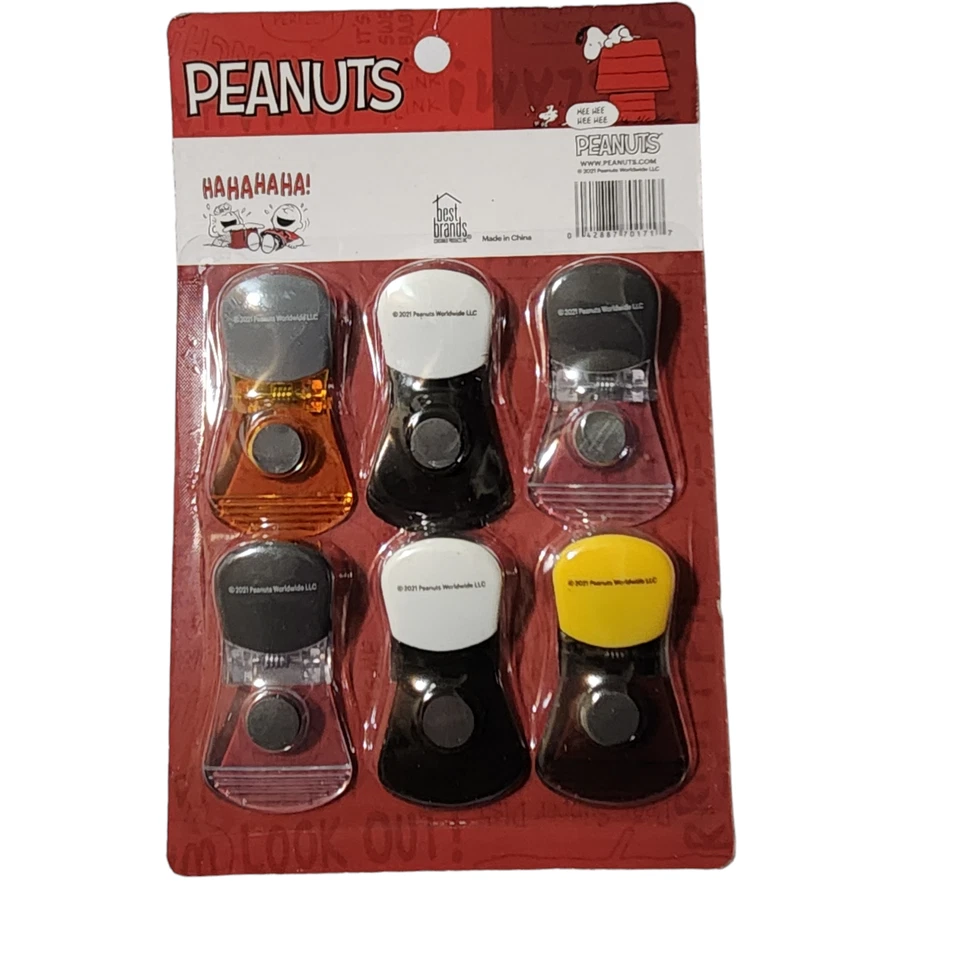 Peanuts Charlie Brown & Snoopy 6Pk Clips Magnéticos para Bolsa Foto 2 de 4