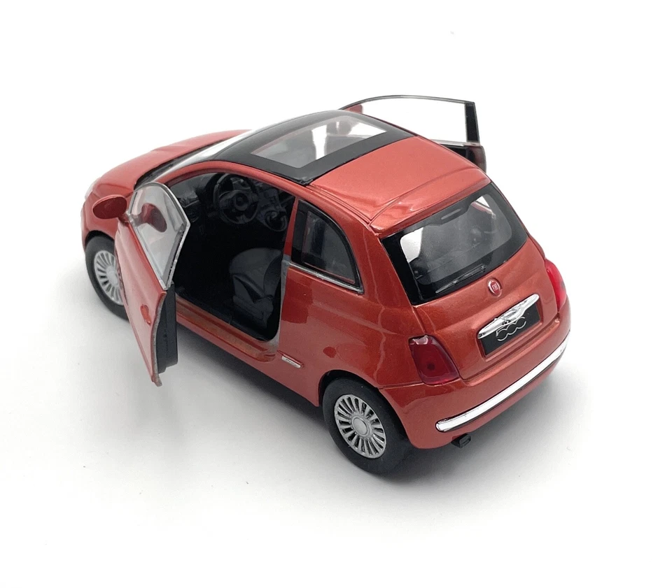 Modelo Coche Fiat 500 1:34-39 Naranja Miniatura Vehículo Foto 3 de 4