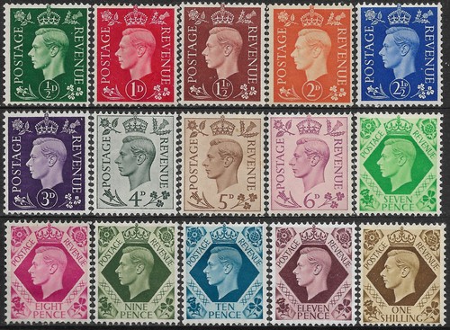 GB GVI 1937-47 set sg 462-75 MH KGVI Definitives
