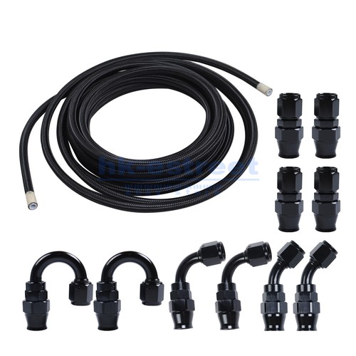 4AN PTFE Fuel Line Kit E85 Nylon Braided Fuel Hose AN4 20FT with 10pcs Fittings - Picture 15 of 21