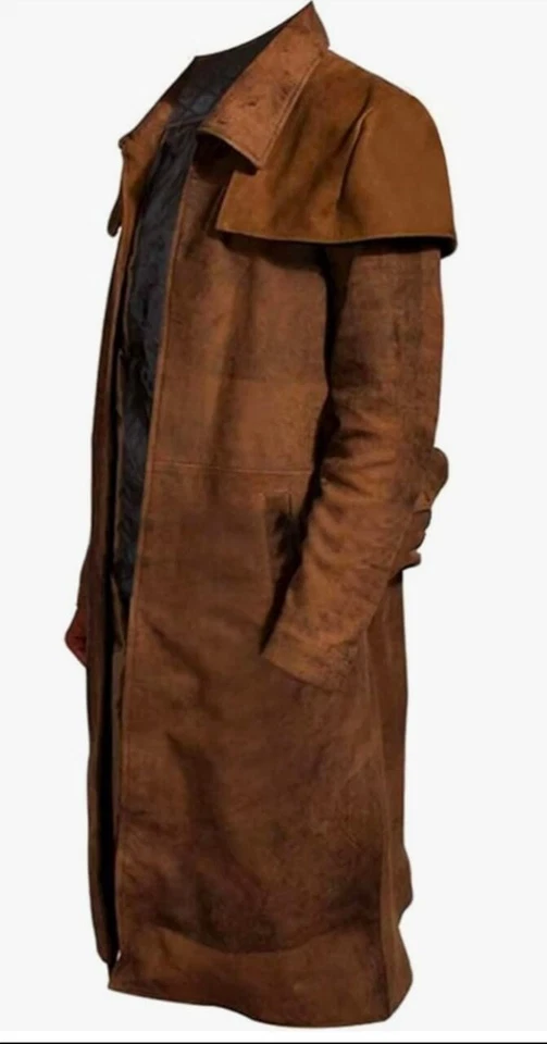 A7 Vegas Fallout NCR Veteran Ranger Armor Duster Suede Leather Trench Coat - Image 2 of 4