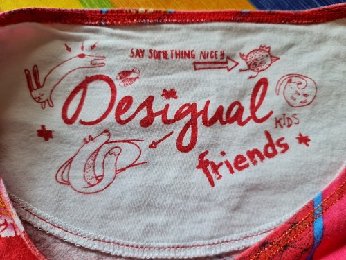 AUTHENTIC DESIGUAL JAPAN DOLL LOGO RED COTTON BLEND GIRLS TOP:US14/EU146 - 第 5/7 張圖片
