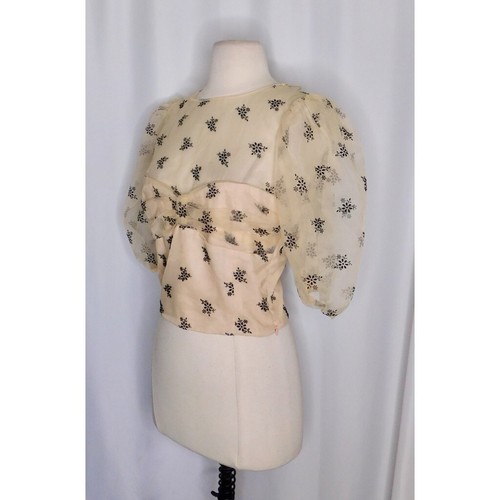 ¡¡NUEVO CON ETIQUETAS!! Blusa Top de Organza Floral ZARA Manga Abullonada Blogger Favorita Romántica Med - Imagen 5 de 21