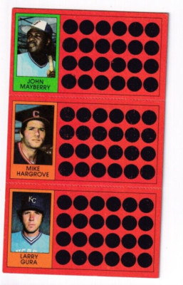 Mayberry-Hardgrove-Gura 1981 Topps MLB Scratch Off Panel Card# 51-31-15